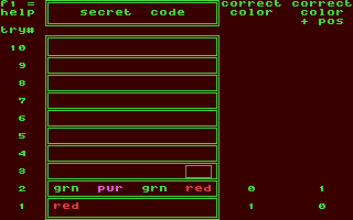 Screenshot for 64 Mastermind - A Game of Logic