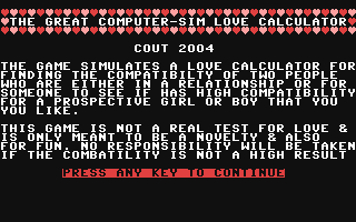 Screenshot for Great Computer-Sim Love Calculator, The