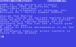 Screenshot for Zork II - The Wizard of Frobozz
