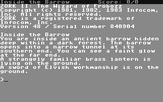 Screenshot for Zork II - The Wizard of Frobozz