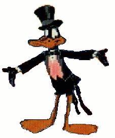 Pic of Daffy taken from the C64 title screen and intergrated into ZZAP!'s heading for the review.